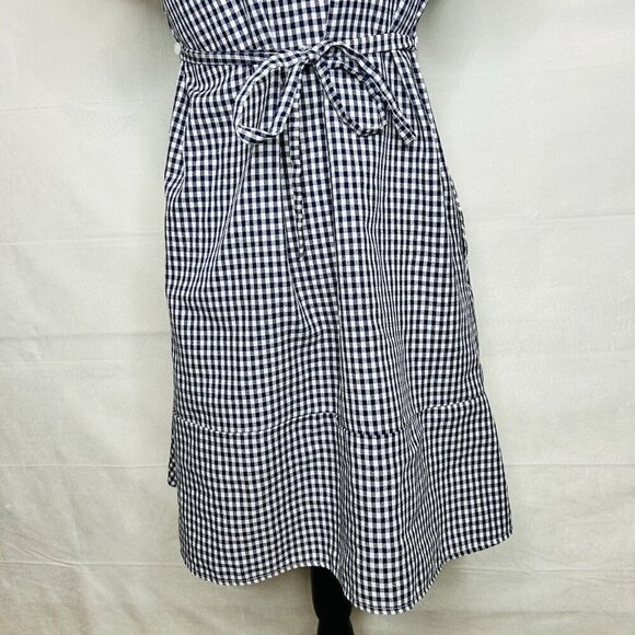 Zara Dress Size M Blue White Gingham Check Shift Short-Sleeve Tie Back - Picture 11 of 11